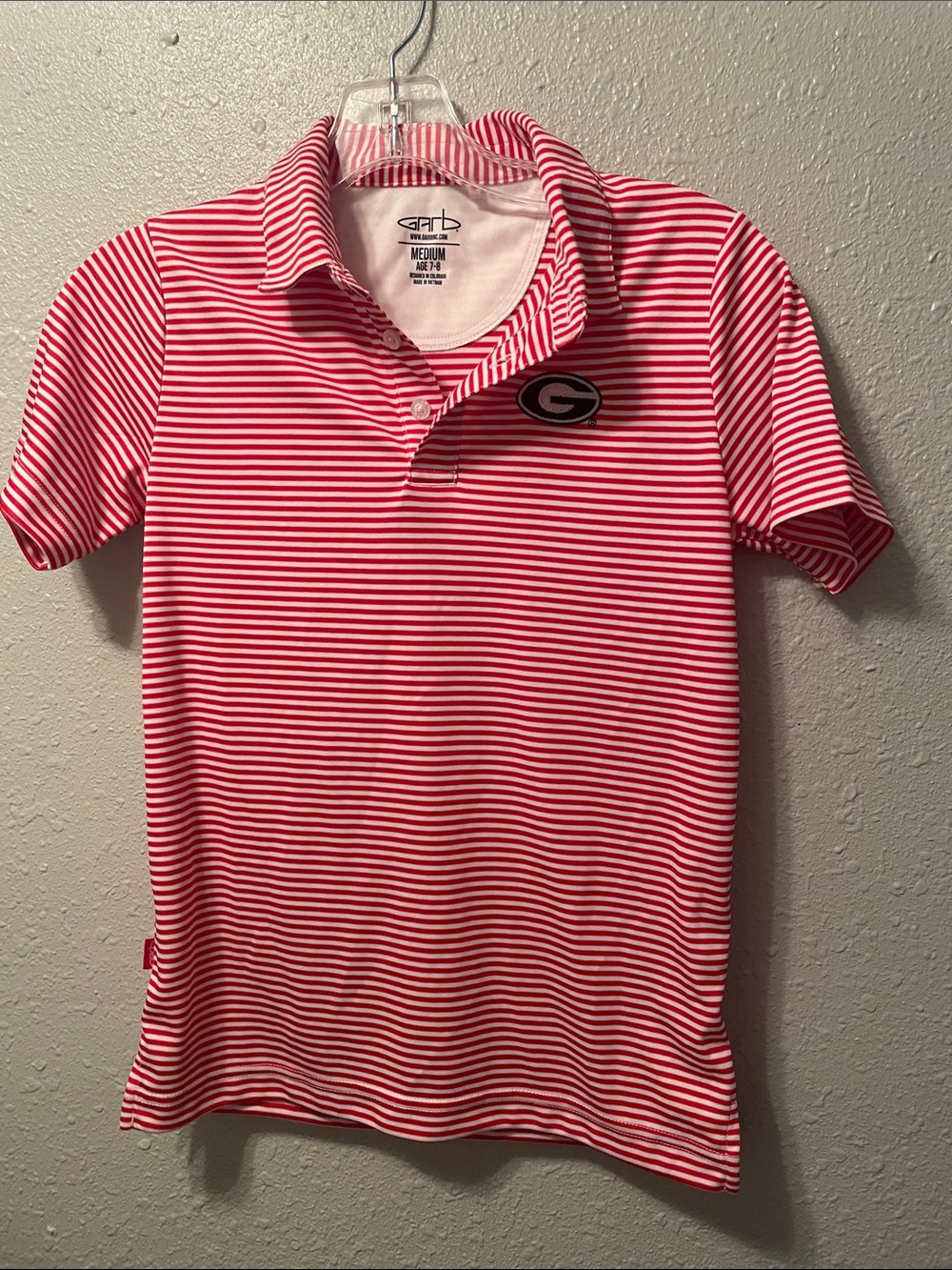Georgia Garb Bulldogs Youth Red & White Striped boys Polo Shirt